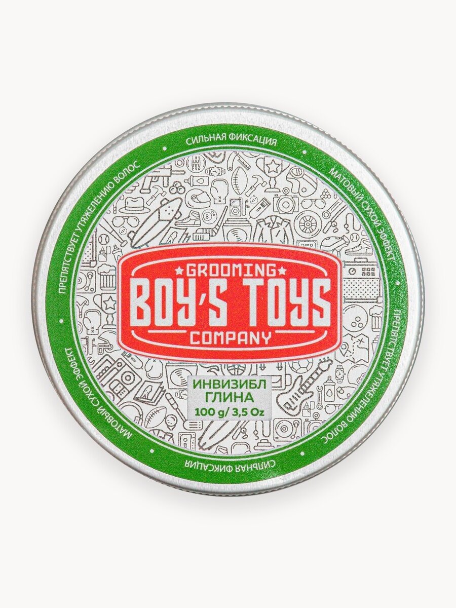 Глина для укладки волос средней фиксации с низким уровнем блеска Boy's Toys Инвизибл,100 мл