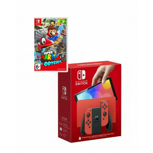 Игровая приставка Nintendo Switch OLED-Модель (Mario Red Edition)+Mario Odyssey подставка в стиле японское облако для nintendo switch