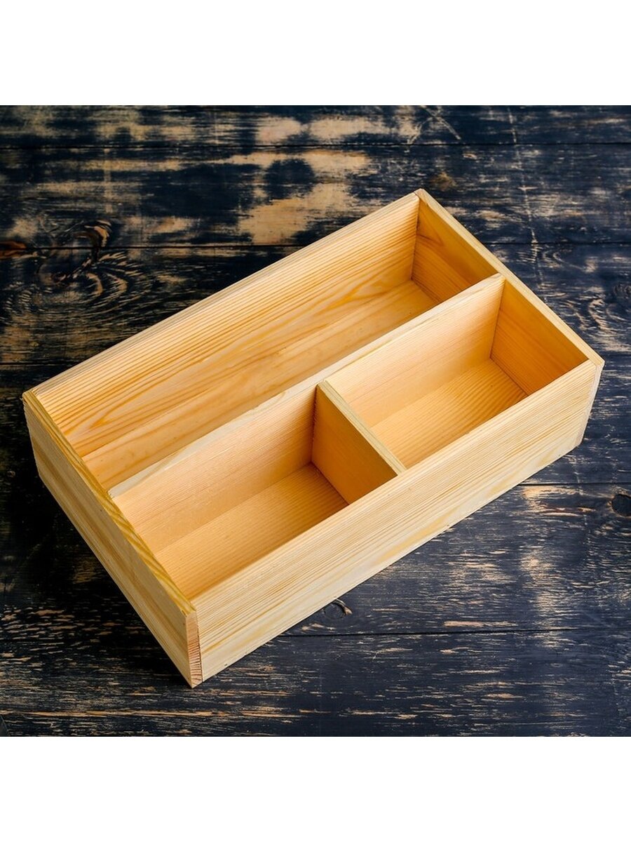 Ящик деревянный 34.5x20.5x10 см подарочный комодик, натуральный