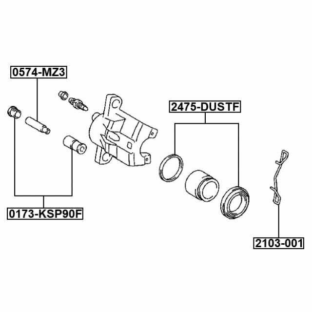 Пружина прижимная тормозных колодок FEBEST 2103-001 для автомобилей Fiat, Ford, Lancia, Renault, Toyota.