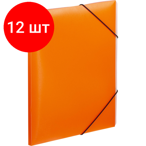 Комплект 12 штук, Папка на резинках Attache Neon А4 плотность 500мкм, оранжевый