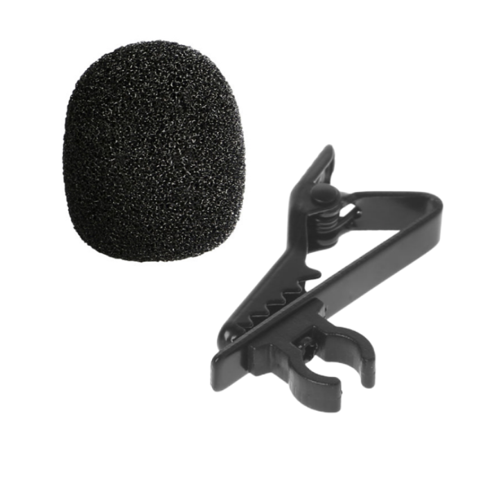 фото Поролоновая ветрозащита (поролон) + прищепка клипса зажим для петличного микрофона (петлички)