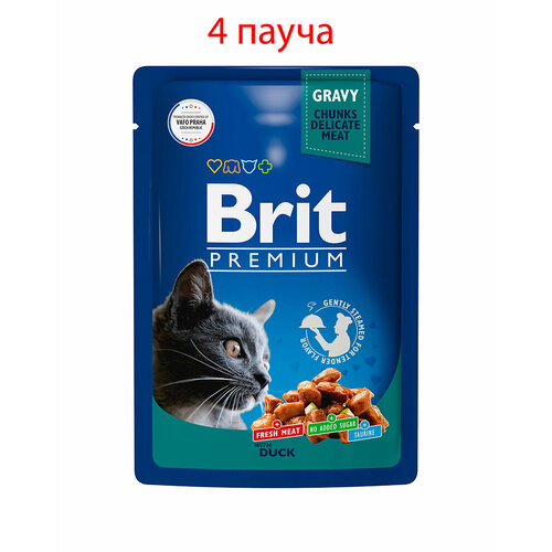 Пауч Brit Premium для взрослых кошек утка в соусе 85гр, 4шт