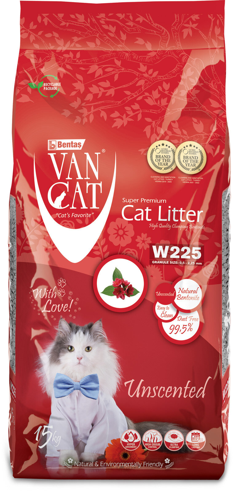 Van Cat - Комкующийся наполнитель "100% Натуральный" без пыли 15кг