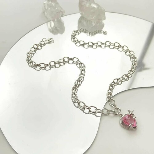 Колье Ramona, длина 45 см, розовый кулон сердце медальон сердце бронзовый подвеска сердце бронзовая кулон с фото сердце