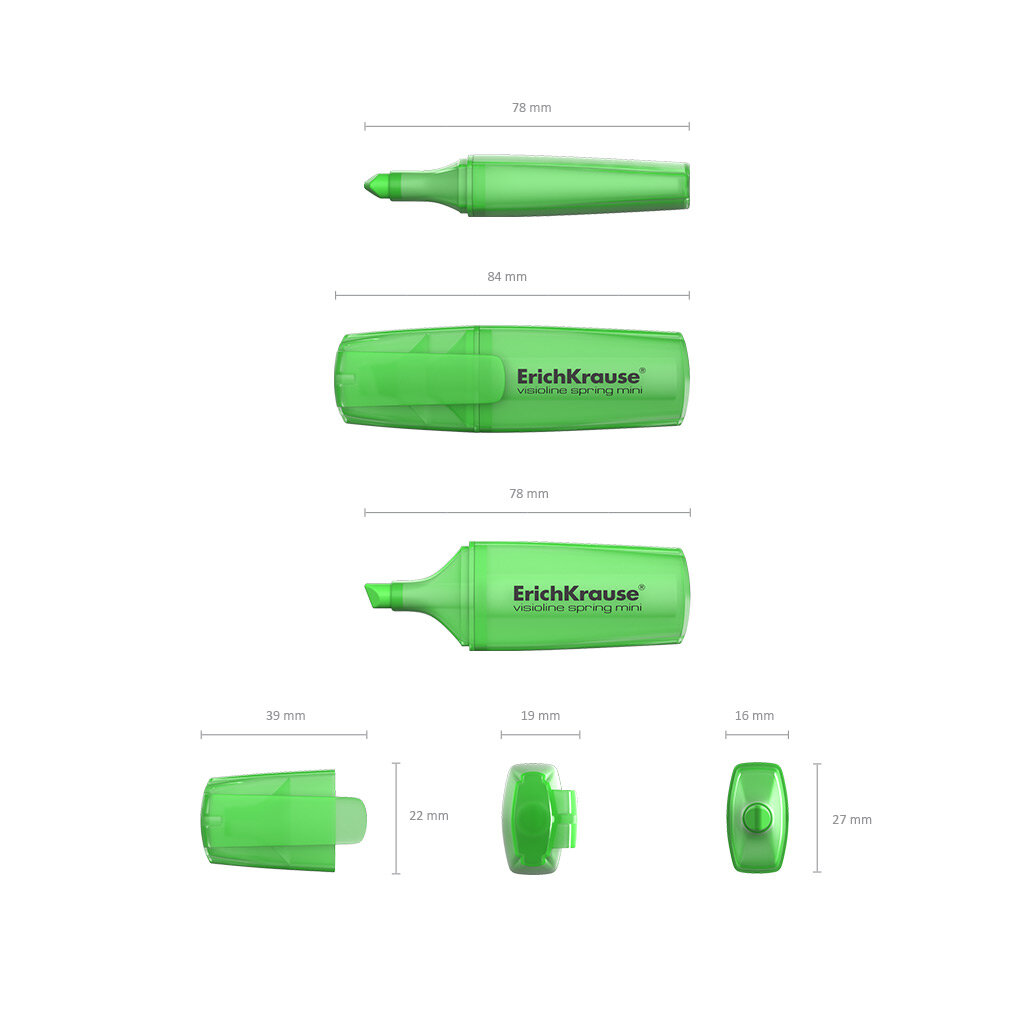 Текстмаркер Visioline Mini Spring 0.6-5.2 мм перо скошенное 48787 зеленый, 1 шт. в заказе