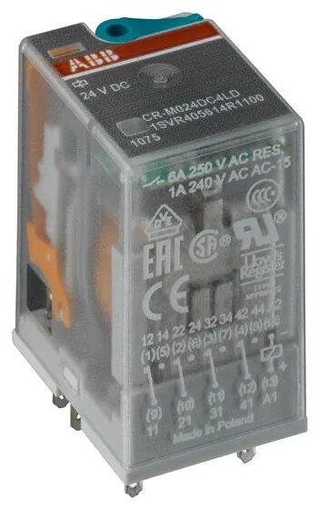 фото Промежуточное реле ABB CR-M024AC4 6А 24В 4ПК CR-M без индикации без розетки 1SVR405613R0000