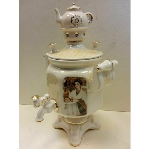 Статуэтка Баночка для чая Самовар-чайница235х14х14 см фаянс ручная авторская работа 4000₽