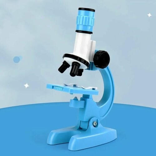 Микроскоп детский (синий) new microscope kit lab led 100x 400x 1200x home school educational toy gift refined biological plastic microscope for kids