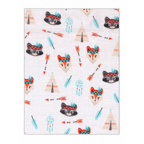 Детская пеленка муслин 100*130 индейцы/вигвам.