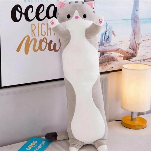 Мягкая игрушка кот серый Long Cat, 100см