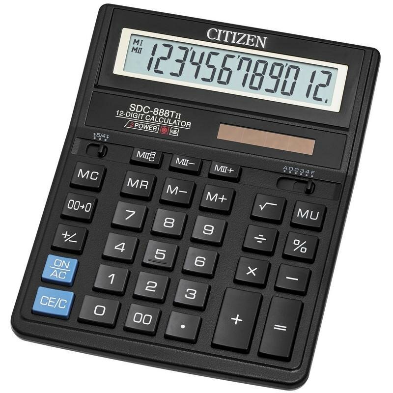 Калькулятор бухгалтерский CITIZEN SDC-888TII, черный