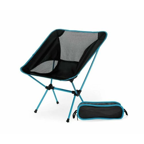 Складной стул туристический со спинкой для рыбалки и пикника голубой / складное кресло стул походный складной ecos со спинкой и навесом 82 x 50 x 82 130 см зеленый