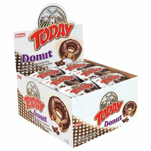 Кекс TODAY "Donut", со вкусом какао, турция, 24 штуки по 40 г в шоу-боксе, 1368