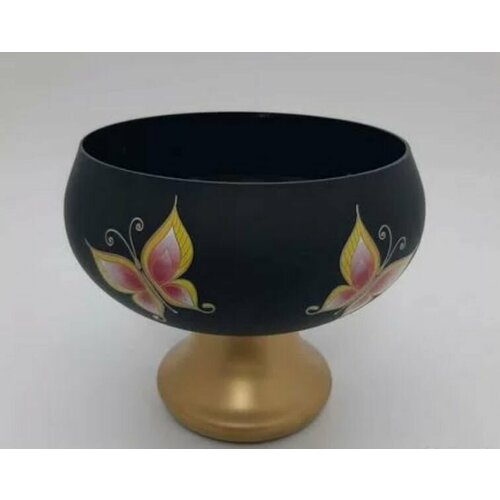 Ваза для фруктов Crystal Аrt (черная матовая бабочка)