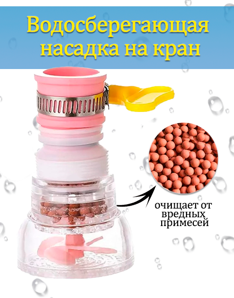 фото Аэратор на кран, цвет зеленый / Насадка на кран гибкая / Рассеиватель воды 100-132