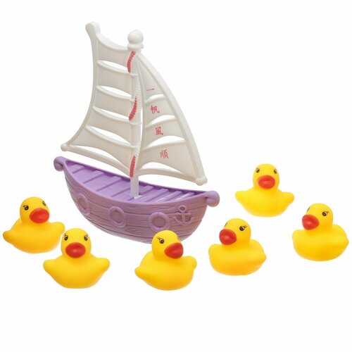 фото Набор резиновых игрушек для ванны «уточки на корабле», 7 предметов, цвет микс, крошка я