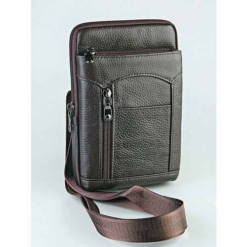 Сумка барсетка HIDEON, фактура гладкая, коричневый