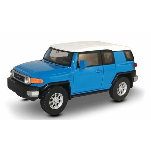 машинка welly toyota fj cruiser big wheel 1 34 39 желтый Игрушка модель WELLY Машинка 1:38 Toyota FJ Cruiser, пруж. мех, синий с белой крышей