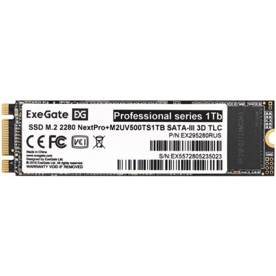 Накопитель SSD M.2 Exegate 1TB NEXTPRO+ M2UV500TS1TB SATA-III (EX295280RUS)