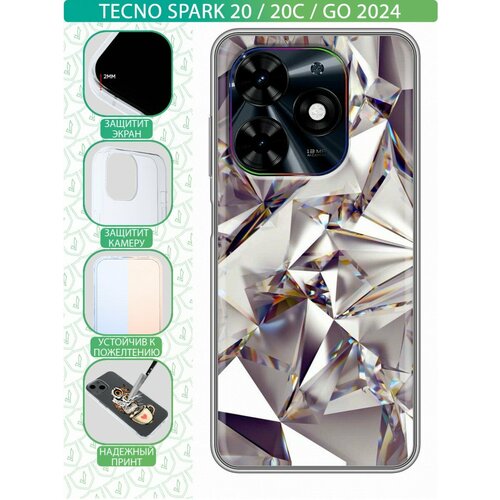 Дизайнерский силиконовый чехол для Текно Го 2024 / Спарк 20С Кристаллы дизайнерский силиконовый чехол для текно го 2024 спарк 20с единороги