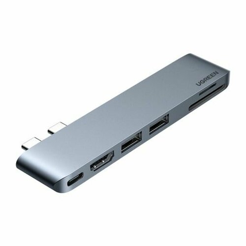 Адаптер UGREEN CM380 (80856) USB-C Multifunction Adapter мультифункциональный. Цвет:. серый, размер 150 х 10 х 60 мм
