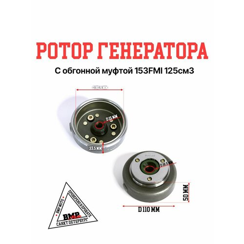 Ротор генератора с обгонной муфтой 153FMI 125см3 TTR 125 2958₽