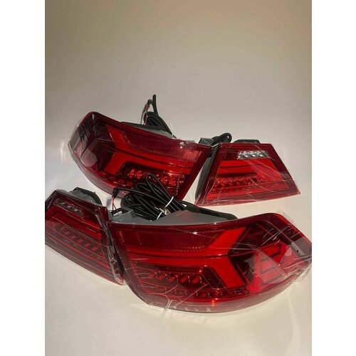 Тюнинг фонари стопы для Лада Веста стиль Audi, красные 2шт