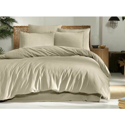 Простыня сатин Браш 240 х 260 - М - Кремовый бархат