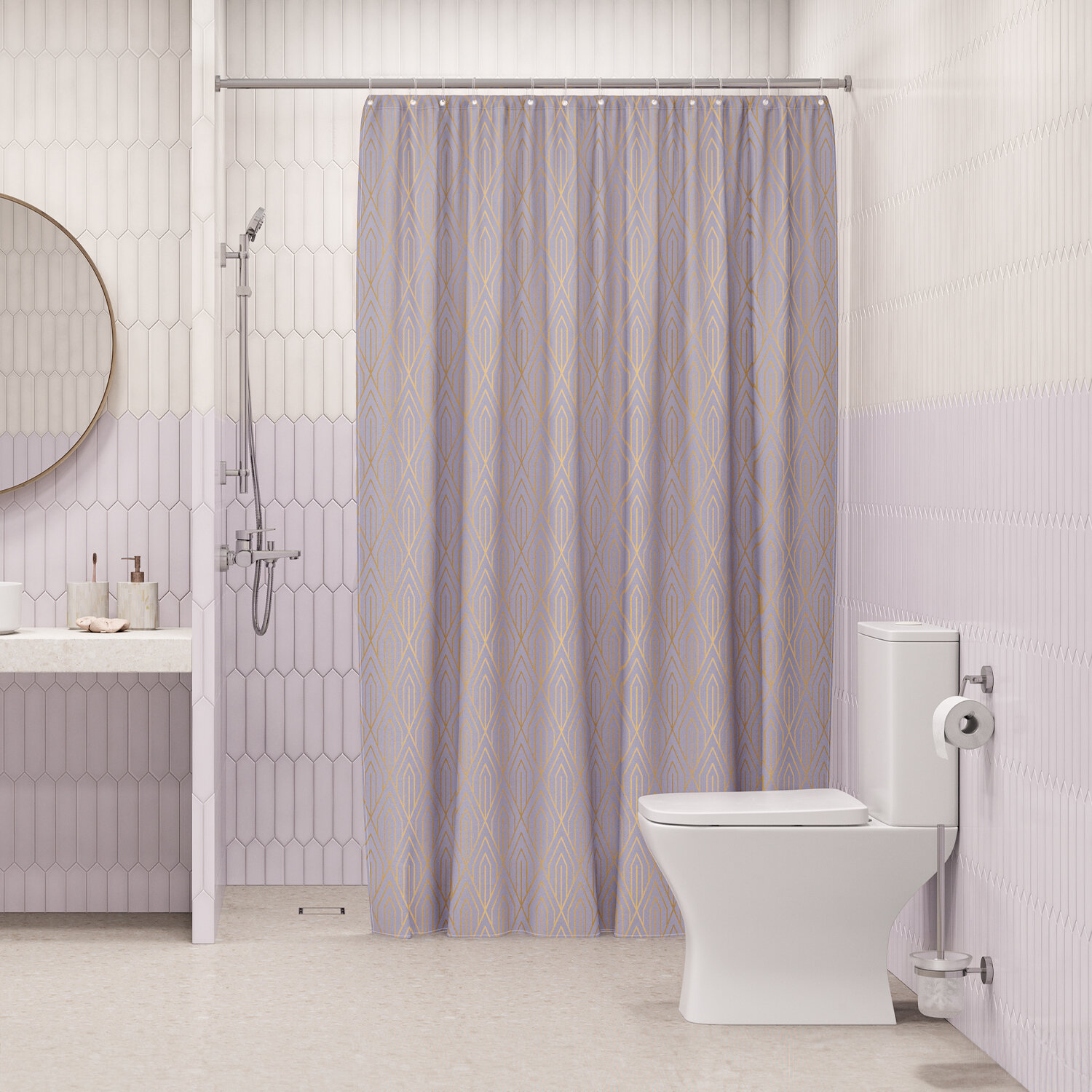 фото Штора для ванной 200x180 см Полиэстер фиолетовый IDDIS BG02P18i11