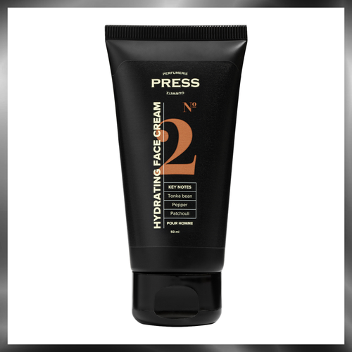 Крем для лица, флюид после бритья, парфюмированный PRESS GURWITZ PERFUMERIE №2, Черный перец, Бобы Тонка, Пачули, витамины, для мужчин, увлажнение, на подарок