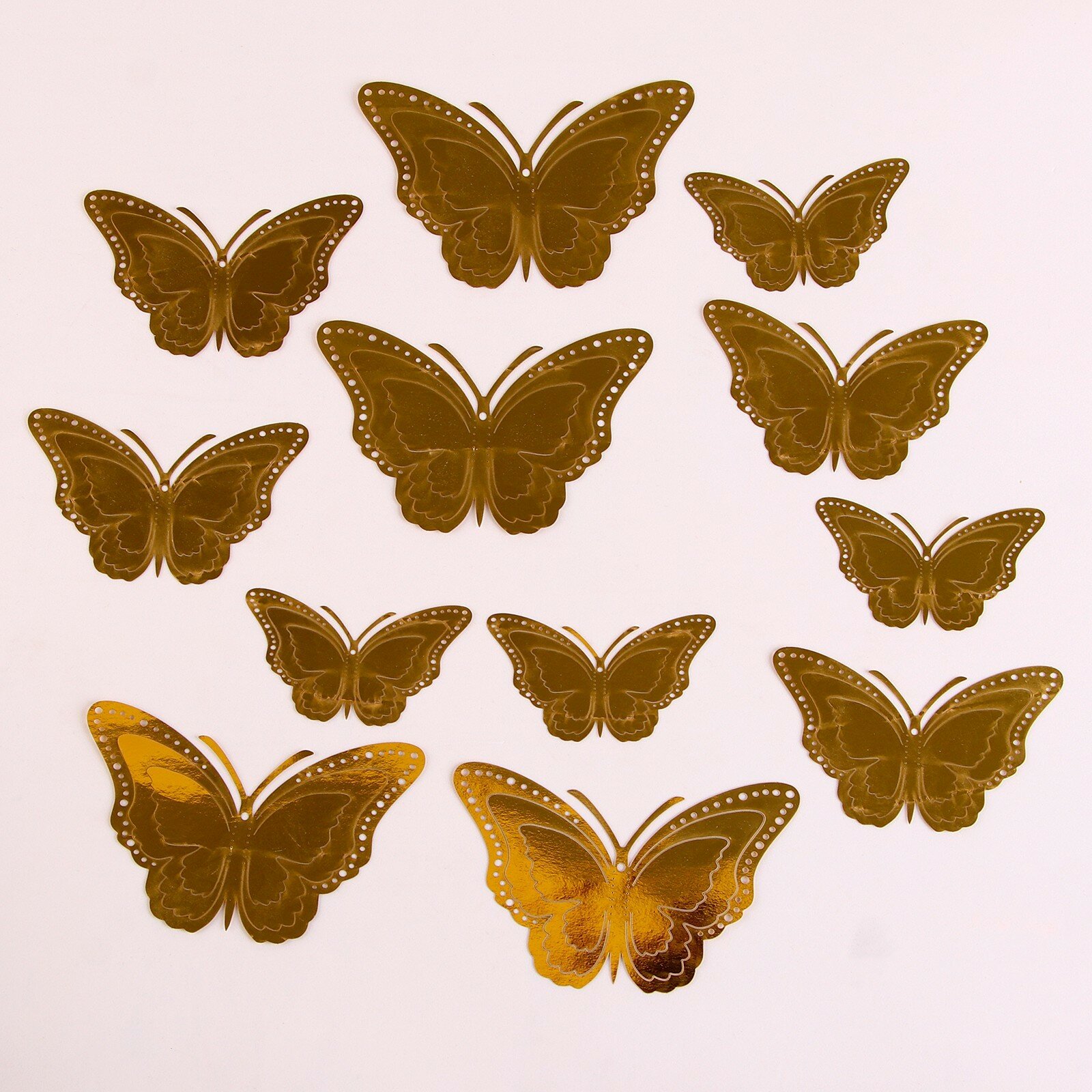 Набор для украшения «Бабочки», 12 штук, цвет золото (1шт.)