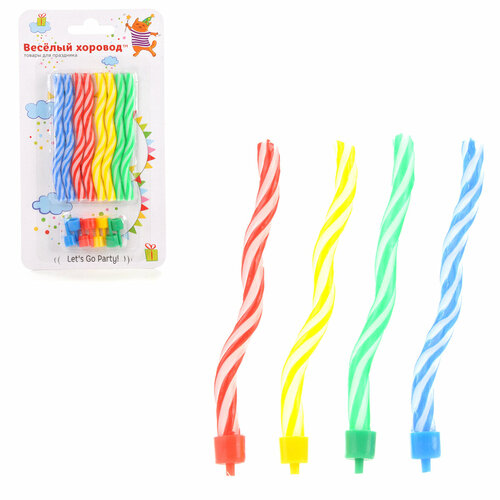 Набор волнистых свечей для торта 8 шт Веселый хоровод Свечи для торта 194₽