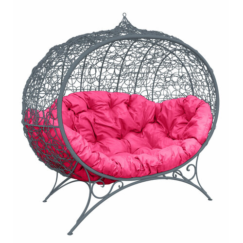 Диван M-group улей на ножках с ротангом серый розовая подушка 37950₽