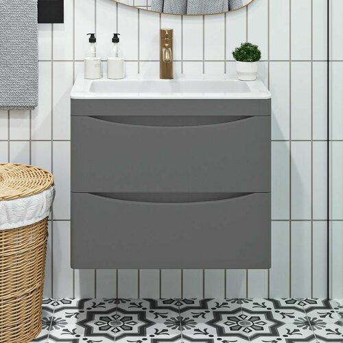 Vivon Тумба с раковиной Ostin 60 подвесная серая матовая