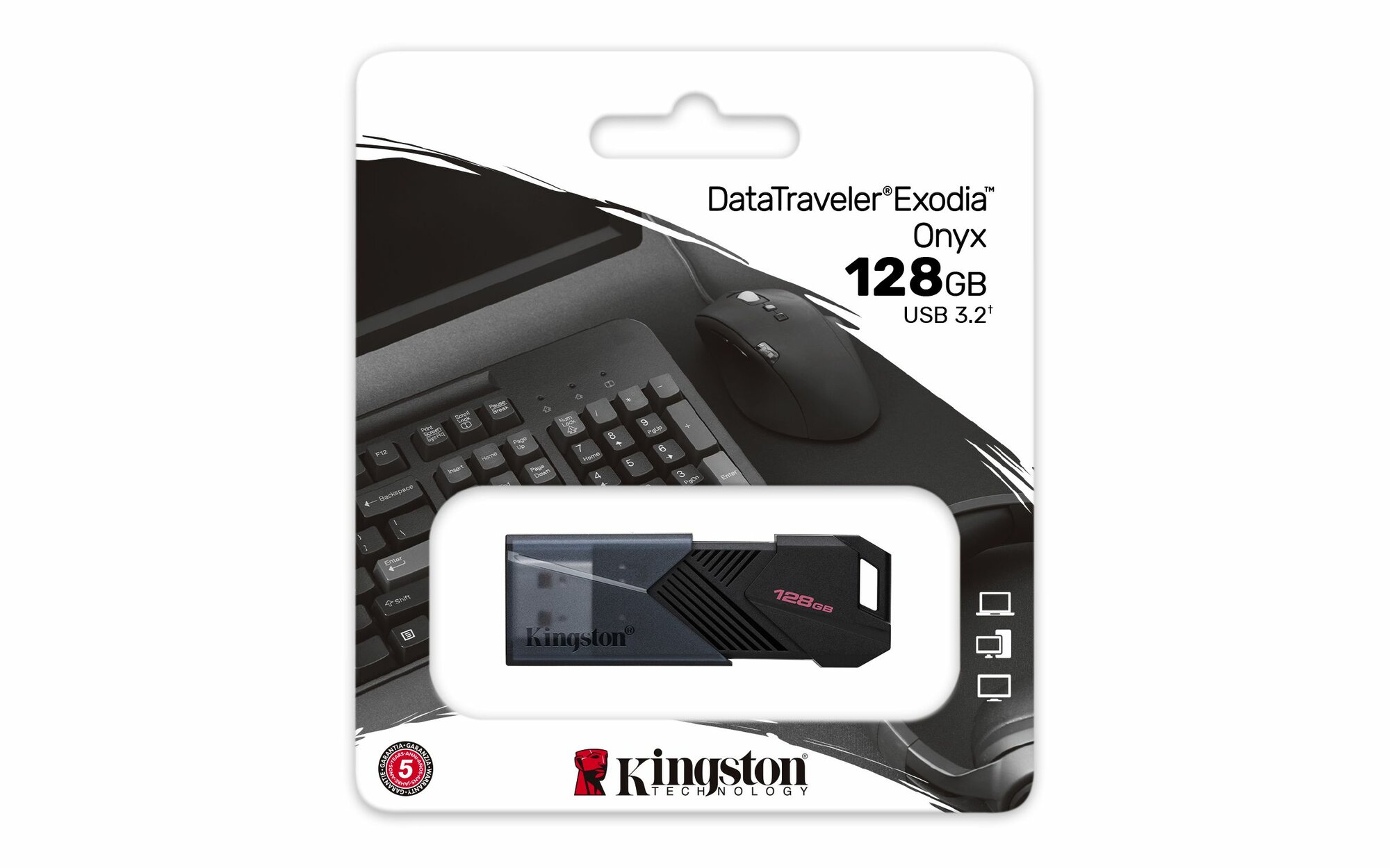 Накопитель USB 3.2 128GB Kingston DTXON/128GB Gen 1, матовый чёрный корпус - фото №6