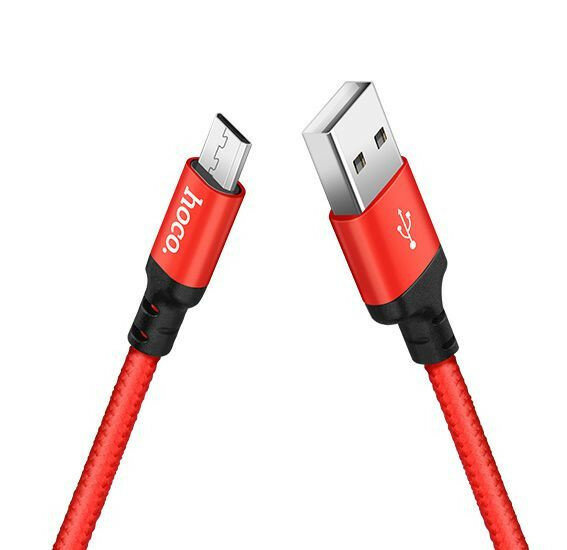 Кабель (HOCO (6957531062851) X14 USB (m)-microUSB (m) 1.0м - красный/черный)