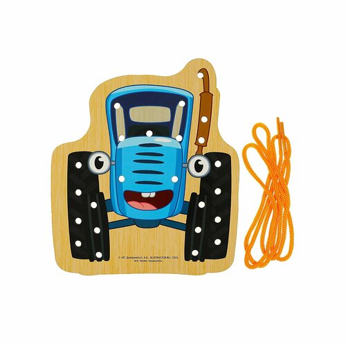 деревянная развивающая шнуровка для малышей arbo тигренок 25 х 17 5 х 0 3 см Игрушка Буратино Синий трактор Шнуровка 361321
