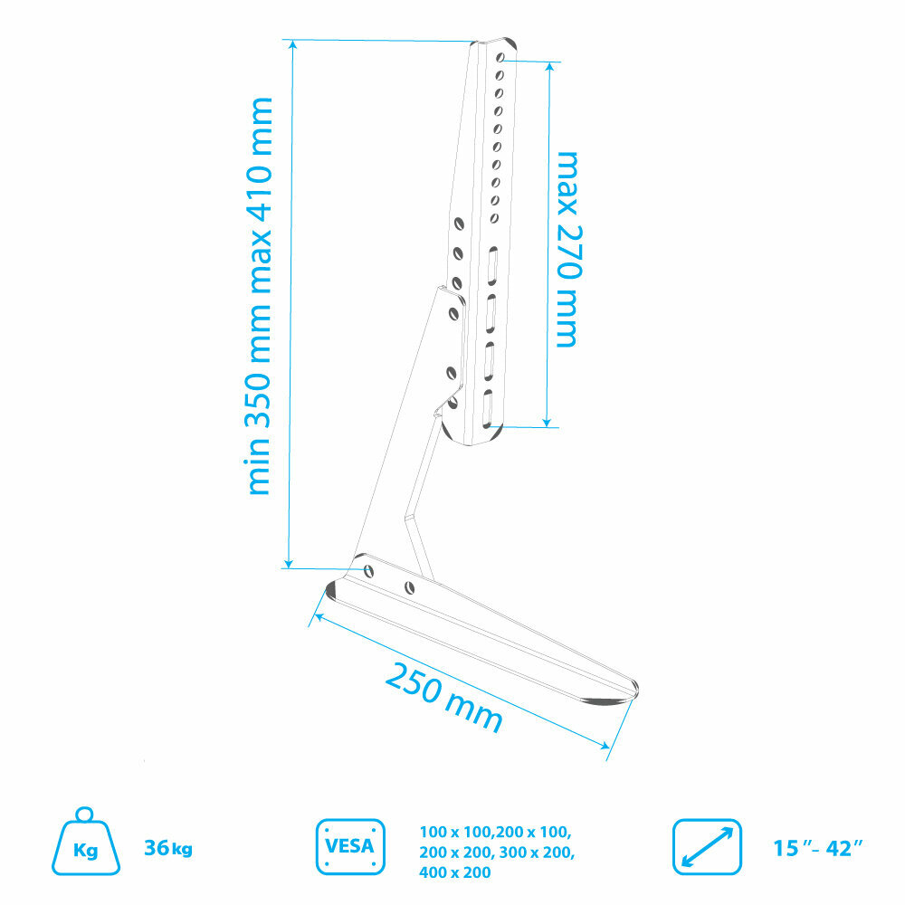 ABC Mount STAND-01 черный настольный кронштейн для диагонали 15"-42"