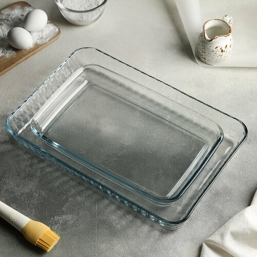 Набор форм для выпечки Borcam, 2 предмета: 1,9 л, 3,8 л (комплект из 2 шт) бесцветный, прозрачный