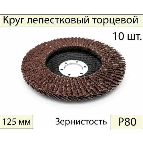Круги шлифовальные абразивные / лепестковый торцевой диск 125 мм, Р80, 10 шт.