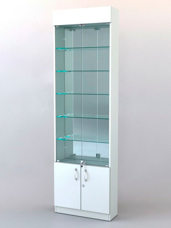 Витрина "шалость" №1-2-600 (задняя стенка зеркало), Белый 60 x 20 x 200 см