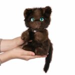 Котенок игрушка из натурального меха норки Любомур коричневый с зелеными глазами - изображение