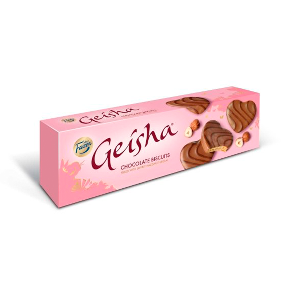Печенье Гейша Fazer Geisha в шоколадной глазури с ореховым кремом 100 г (Из Финляндии)