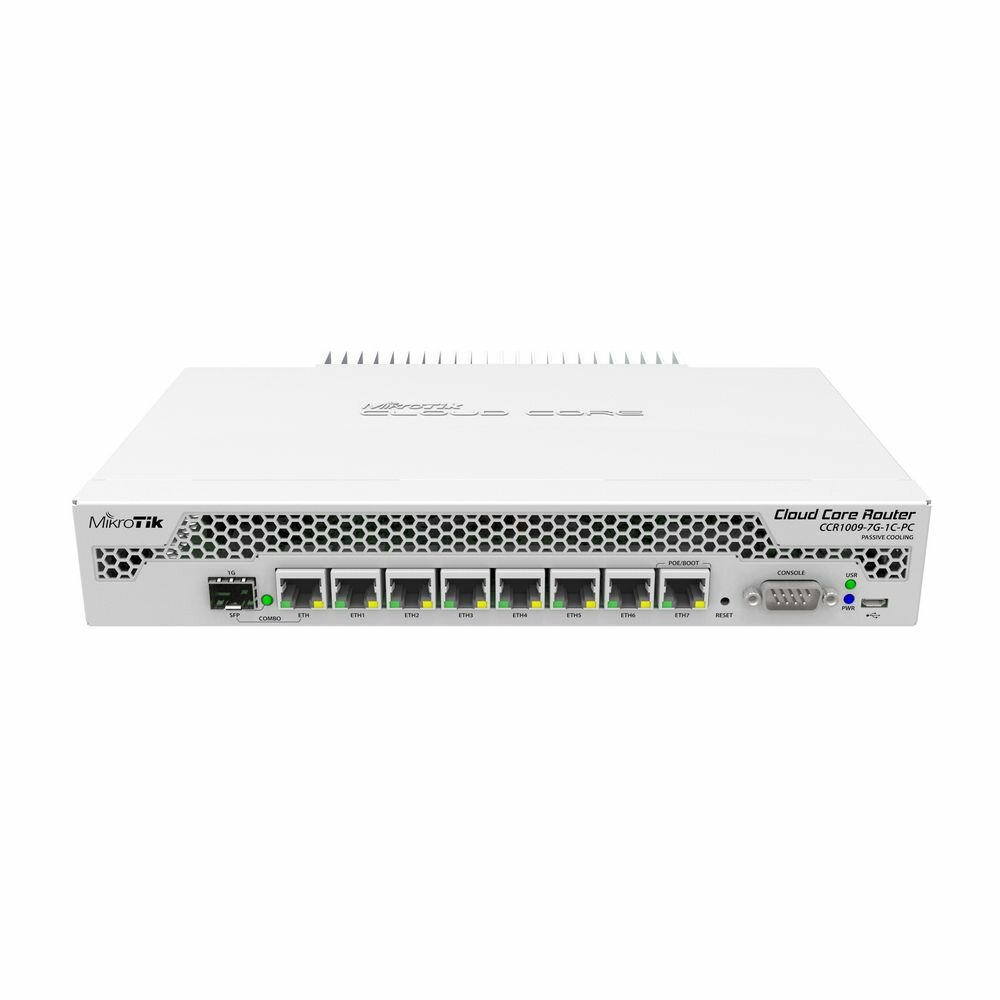 Маршрутизатор MIKROTIK CCR1009-7G-1C-PC Router 19 Rack Mount. Ethernet 7x 10/100/1000 1x SFP/RJ45. S.