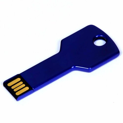 Металлическая флешка Ключ для нанесения логотипа (4 Гб / GB USB 2.0 Синий/Blue KEY)