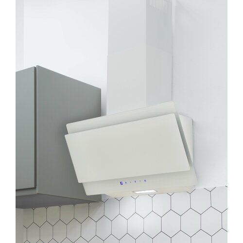 Вытяжка кухонная наклонная Schaub Lorenz SLD DL5227, 60 см, двойное белое стекло, сенсорное управление