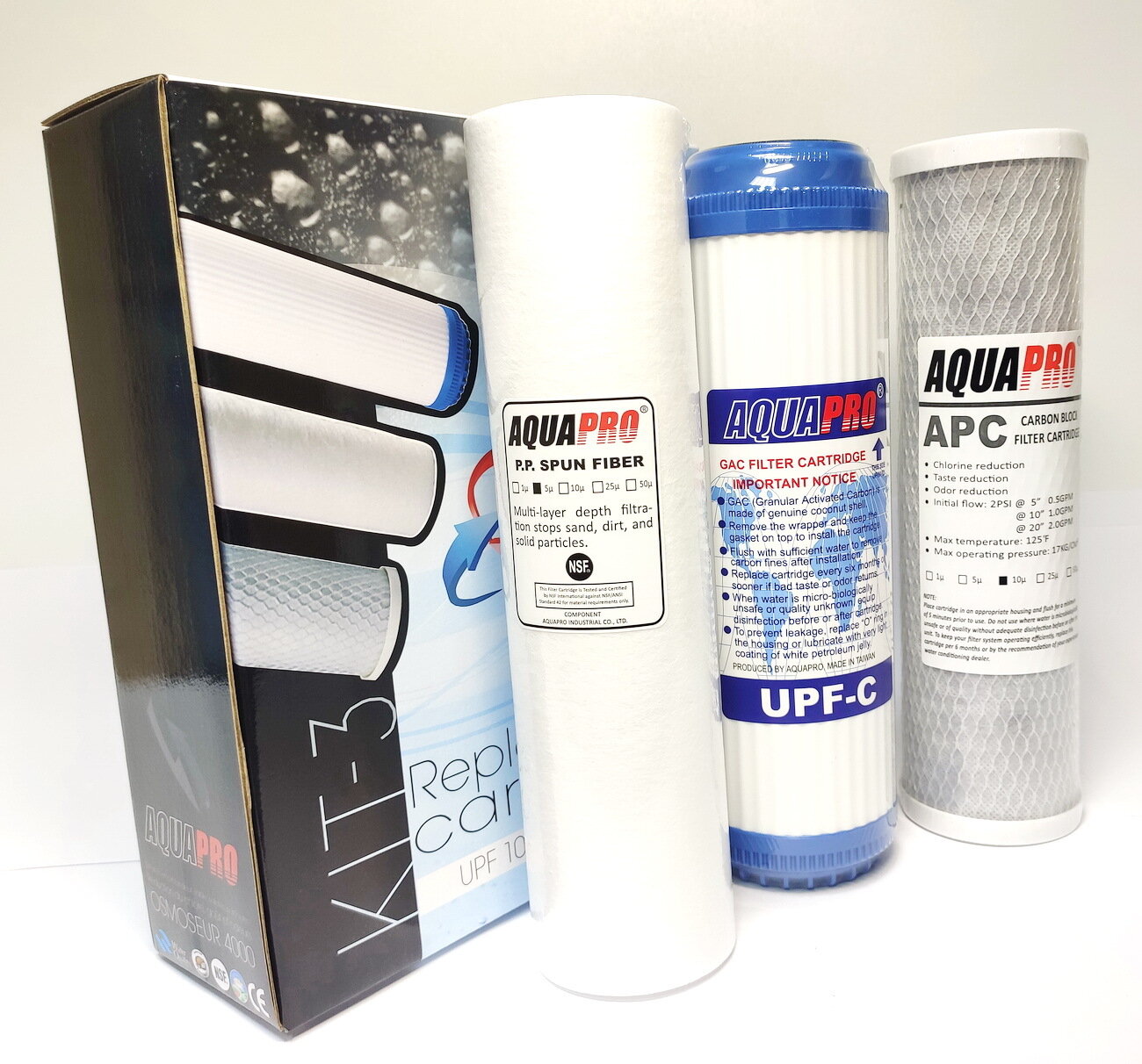 фото Комплект оригинальных картриджей AquaPro KIT-3 из 3-х ступеней 10SL для фильтра под мойкой