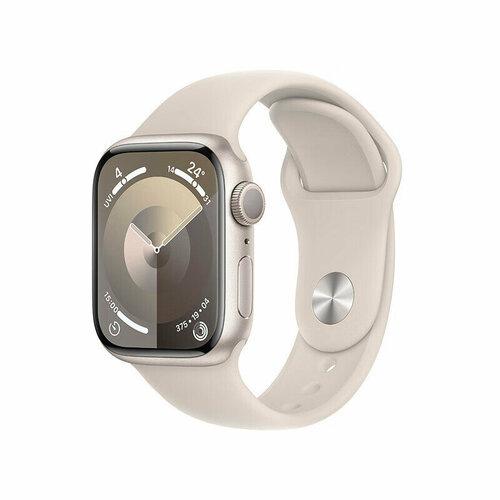 умные часы apple watch series 9 41 мм алюминиевый корпус звездный свет звездный свет нейлоновый ремешок Apple Watch Series 9 Starlight Color,45mm, GPS, M/L