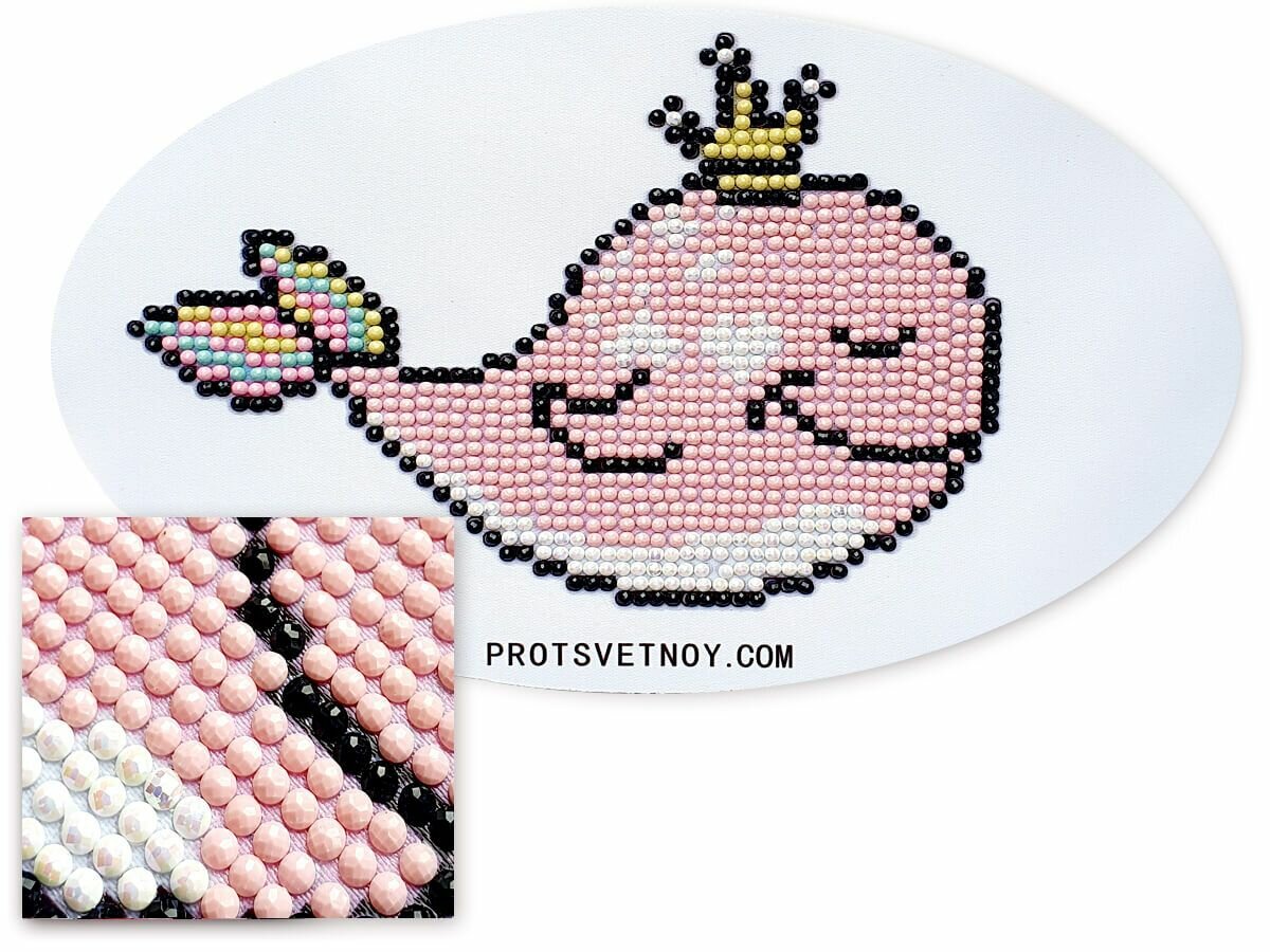 фото Цветной Алмазная мозаика "Розовый кит"